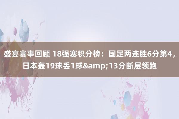 盛宴赛事回顾 18强赛积分榜：国足两连胜6分第4，日本轰19球丢1球&13分断层领跑