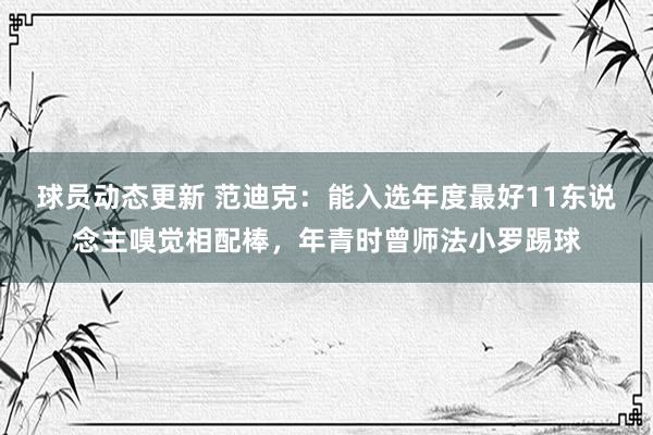 球员动态更新 范迪克：能入选年度最好11东说念主嗅觉相配棒，年青时曾师法小罗踢球