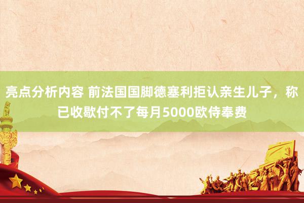 亮点分析内容 前法国国脚德塞利拒认亲生儿子，称已收歇付不了每月5000欧侍奉费