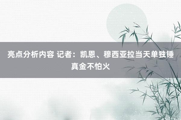 亮点分析内容 记者：凯恩、穆西亚拉当天单独锤真金不怕火