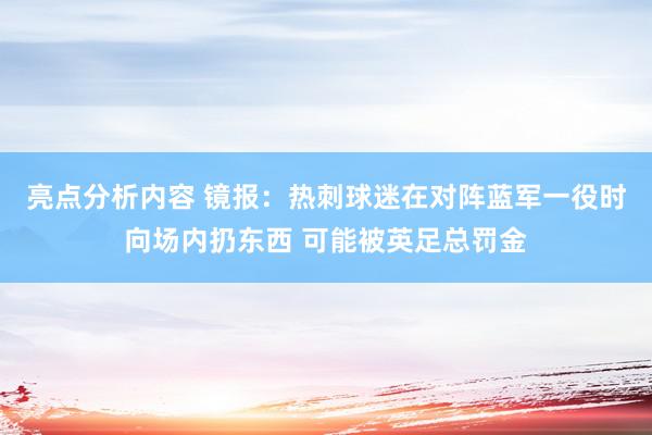 亮点分析内容 镜报：热刺球迷在对阵蓝军一役时向场内扔东西 可能被英足总罚金