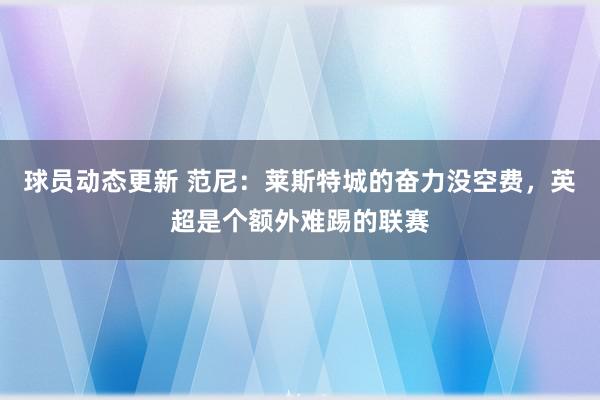 球员动态更新 范尼：莱斯特城的奋力没空费，英超是个额外难踢的联赛